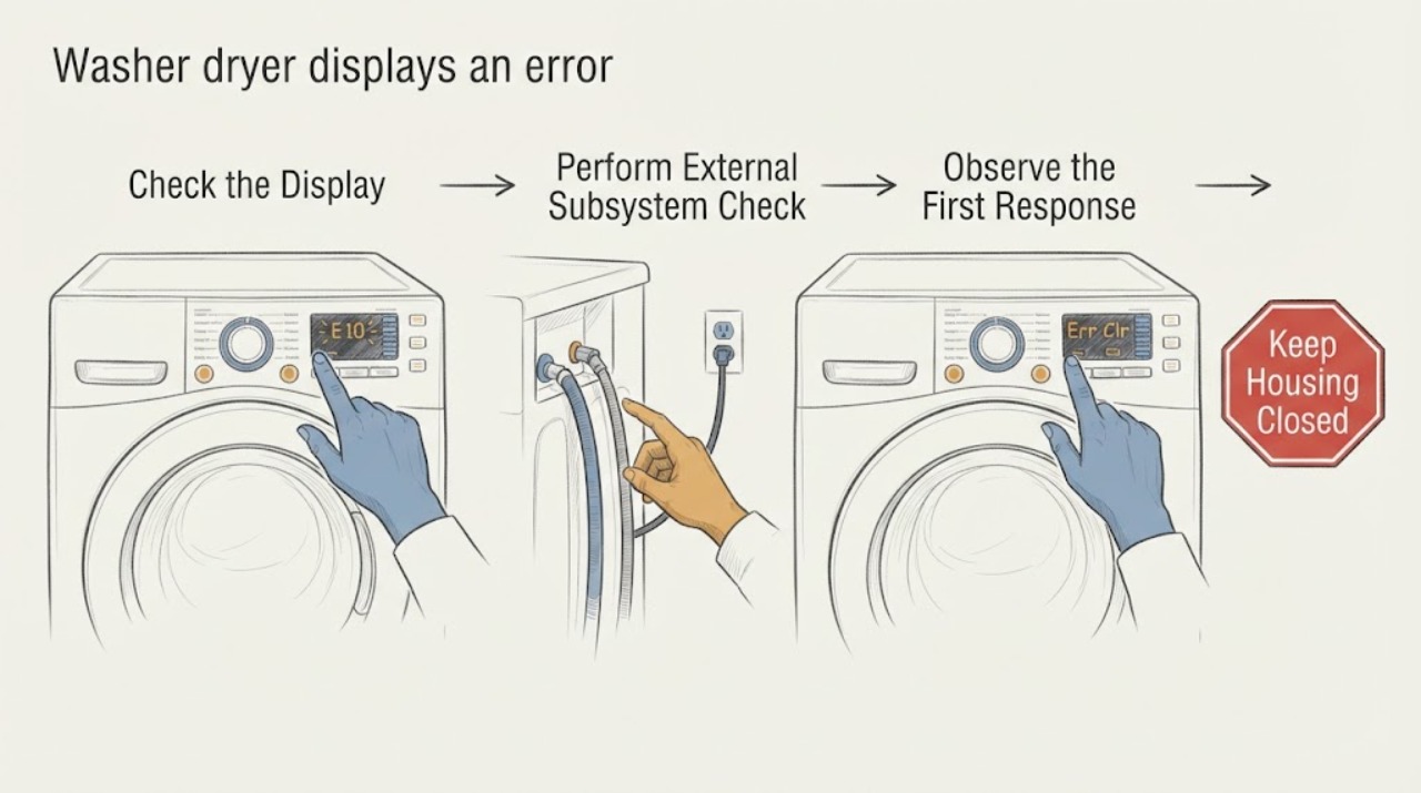 Washer dryer displays an error