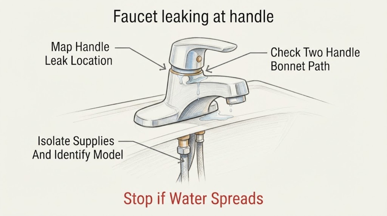 Faucet leaking at handle