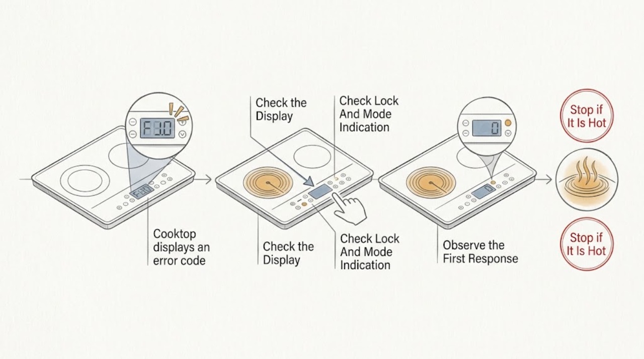Cooktop displays an error code