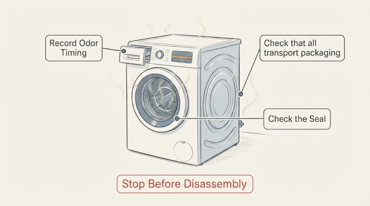 Washer-dryer strong chemical smell
