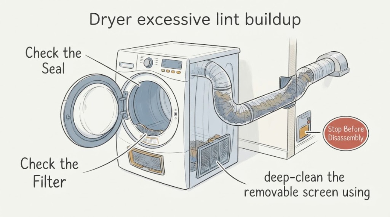 Dryer excessive lint buildup |