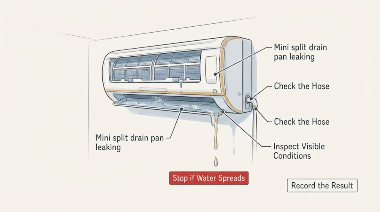 Mini split drain pan leaking