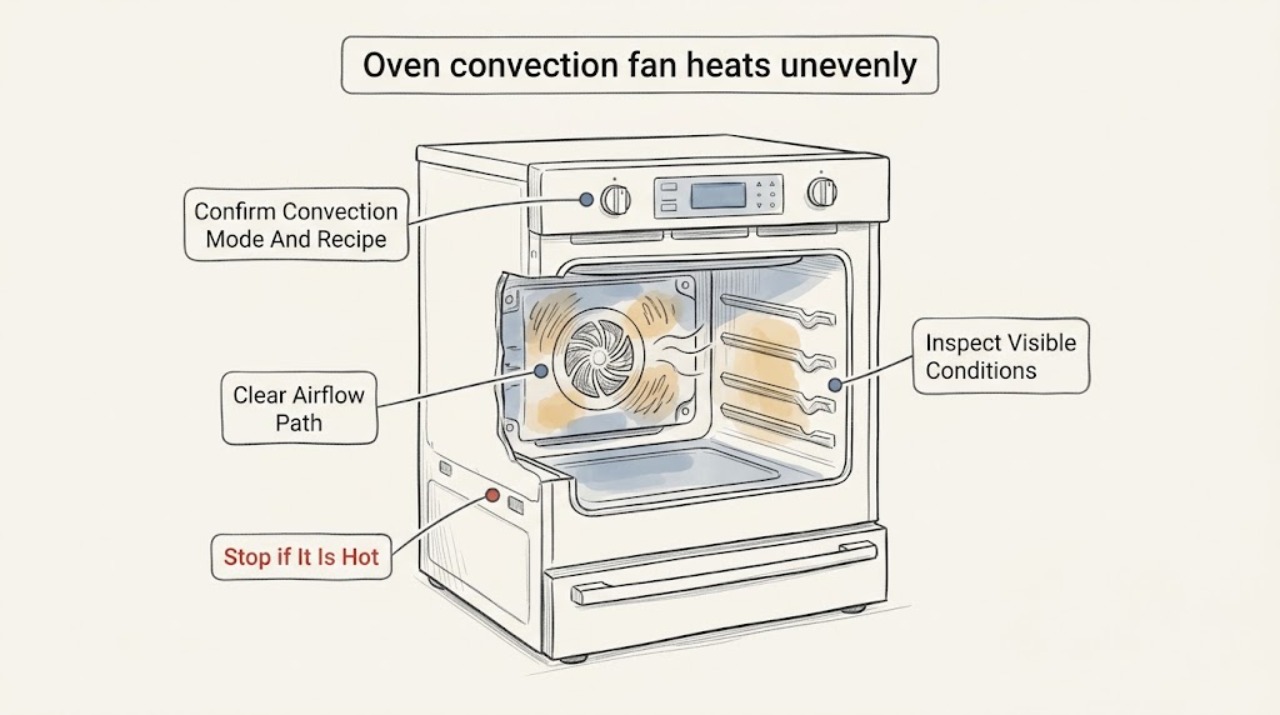 Oven convection fan heats unevenly