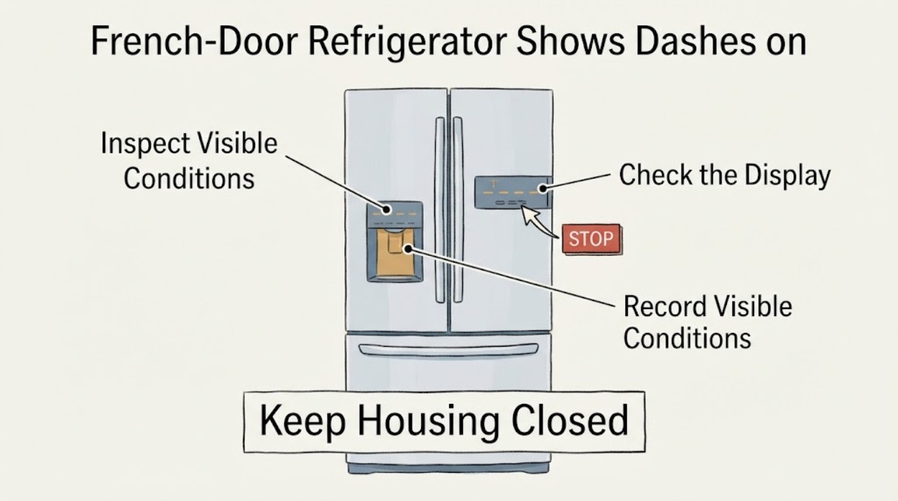 French-Door Refrigerator Shows Dashes on