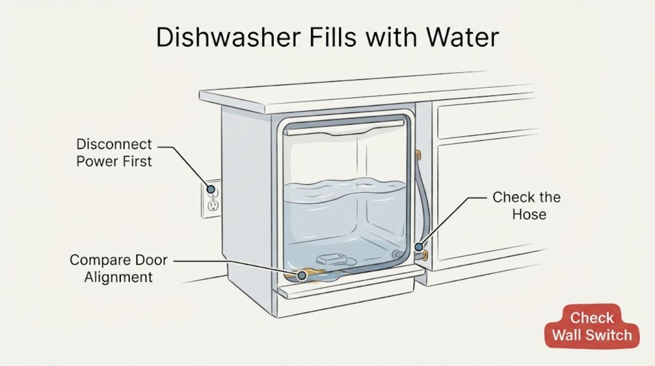Dishwasher Fills with Water