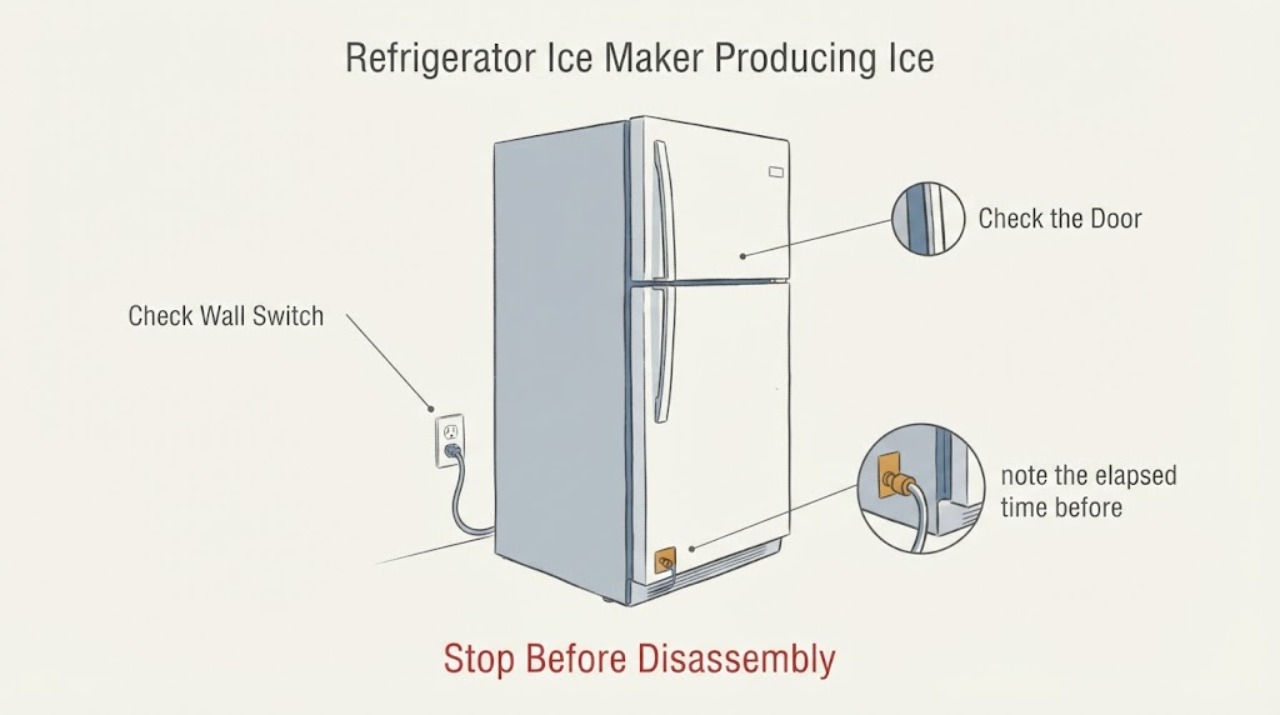 Refrigerator Ice Maker Producing Ice