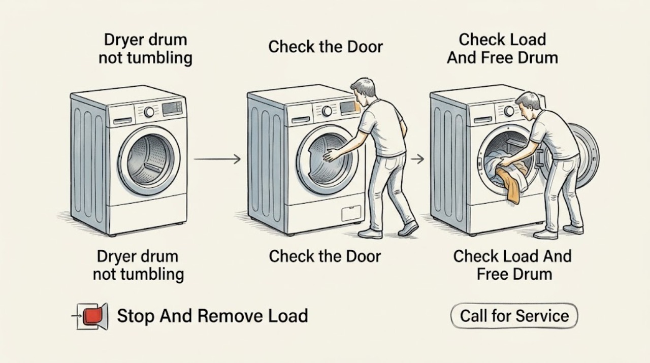 Dryer drum not tumbling