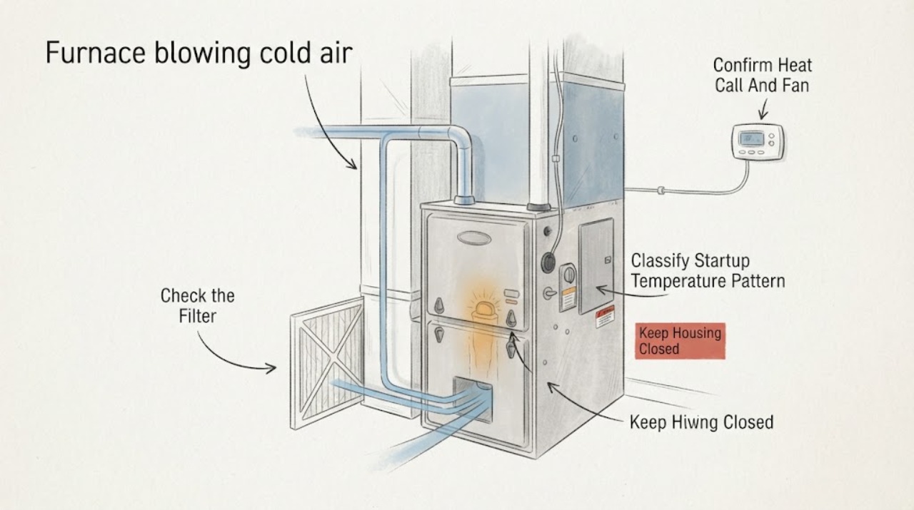 Furnace blowing cold air