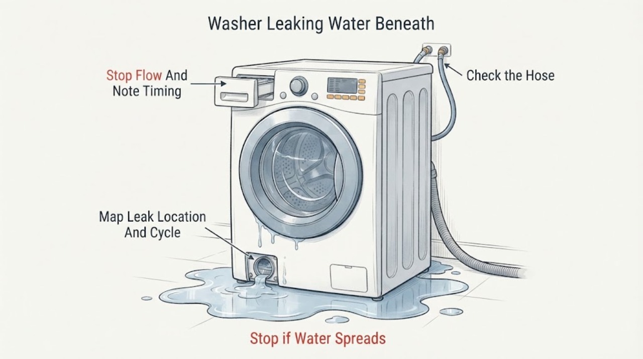 Washer Leaking Water Beneath