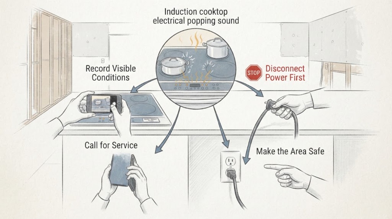 Induction cooktop electrical popping sound
