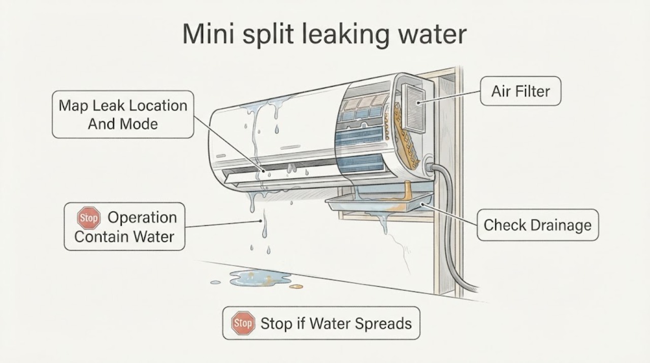 Mini split leaking water