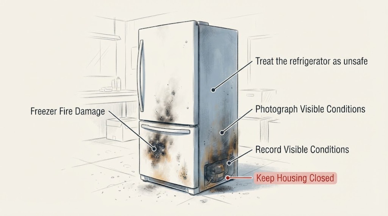 Freezer Fire Damage