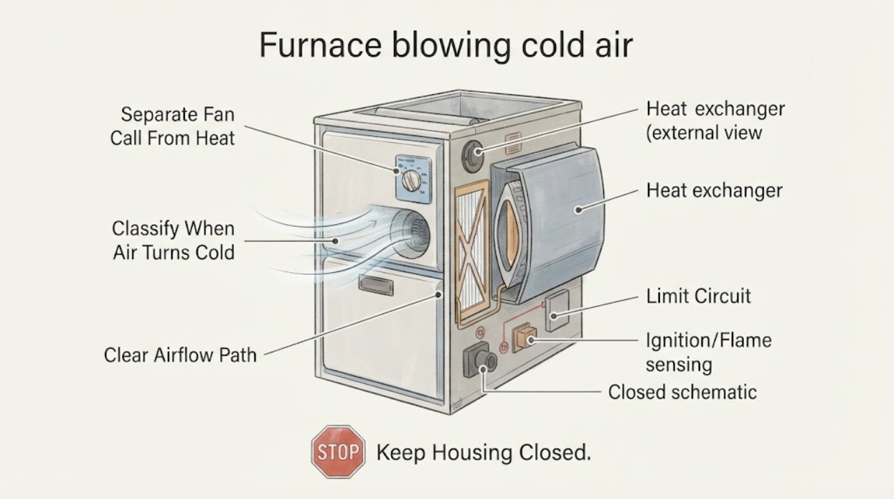 Furnace blowing cold air