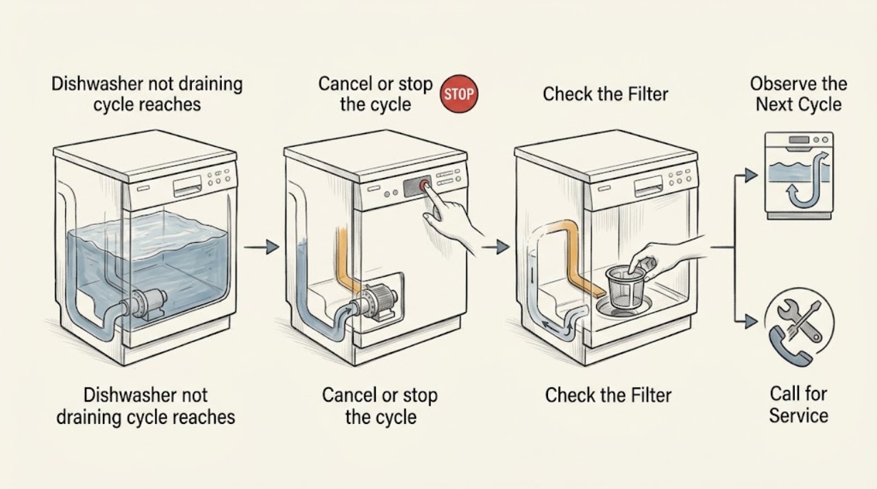 Dishwasher not draining cycle reaches