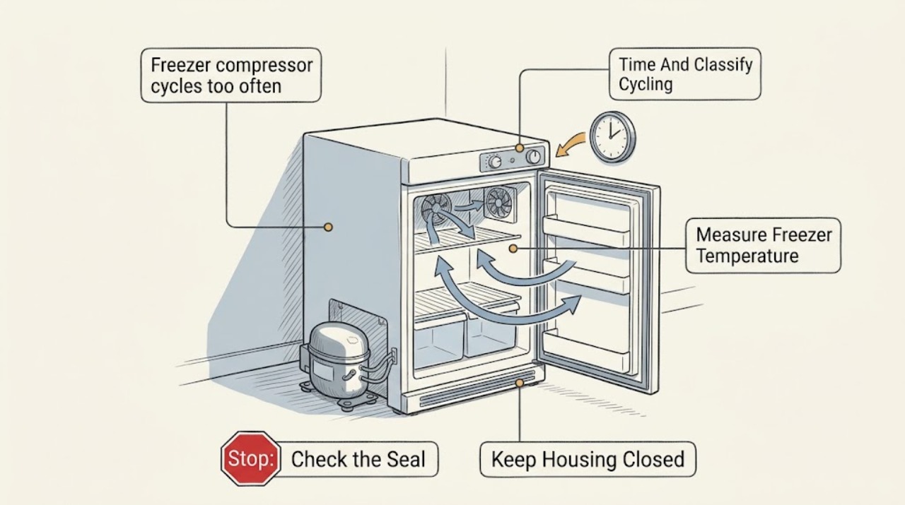 Freezer compressor cycles too often