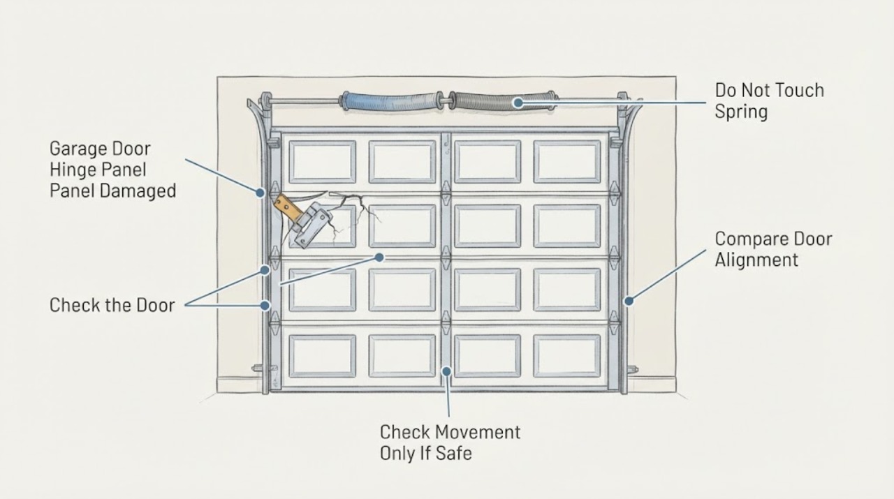 Garage Door Hinge Panel Damaged