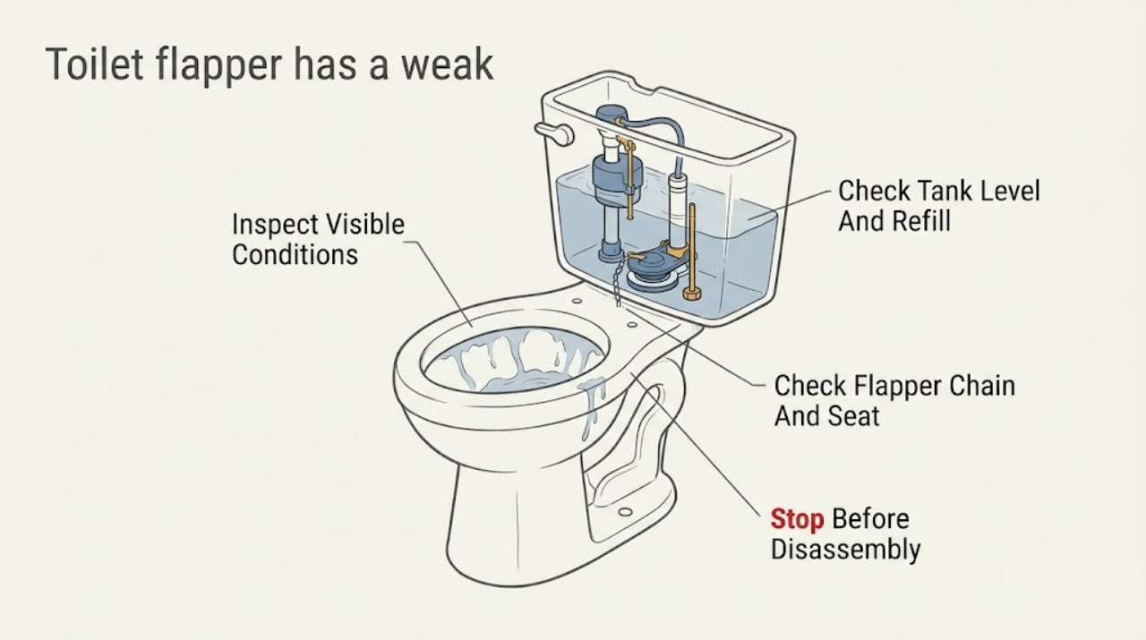 Toilet flapper has a weak
