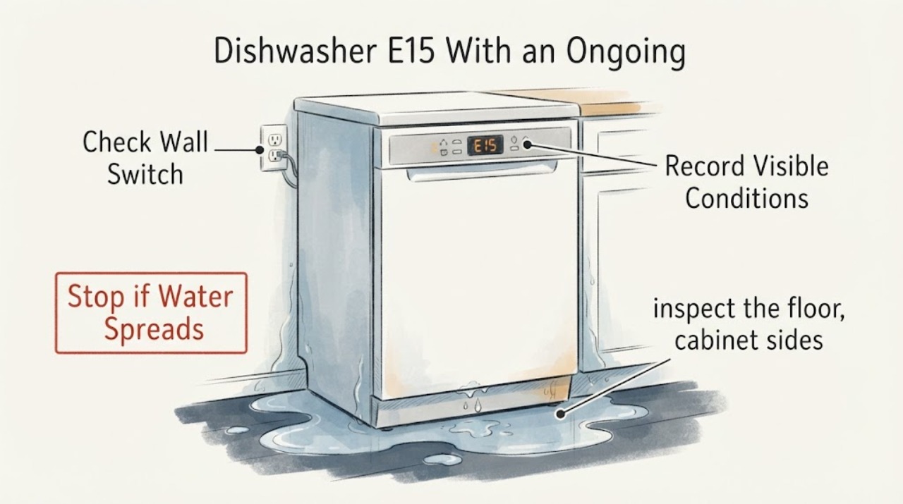Dishwasher E15 With an Ongoing