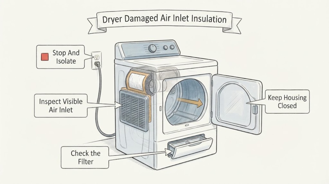 Dryer Damaged Air Inlet Insulation
