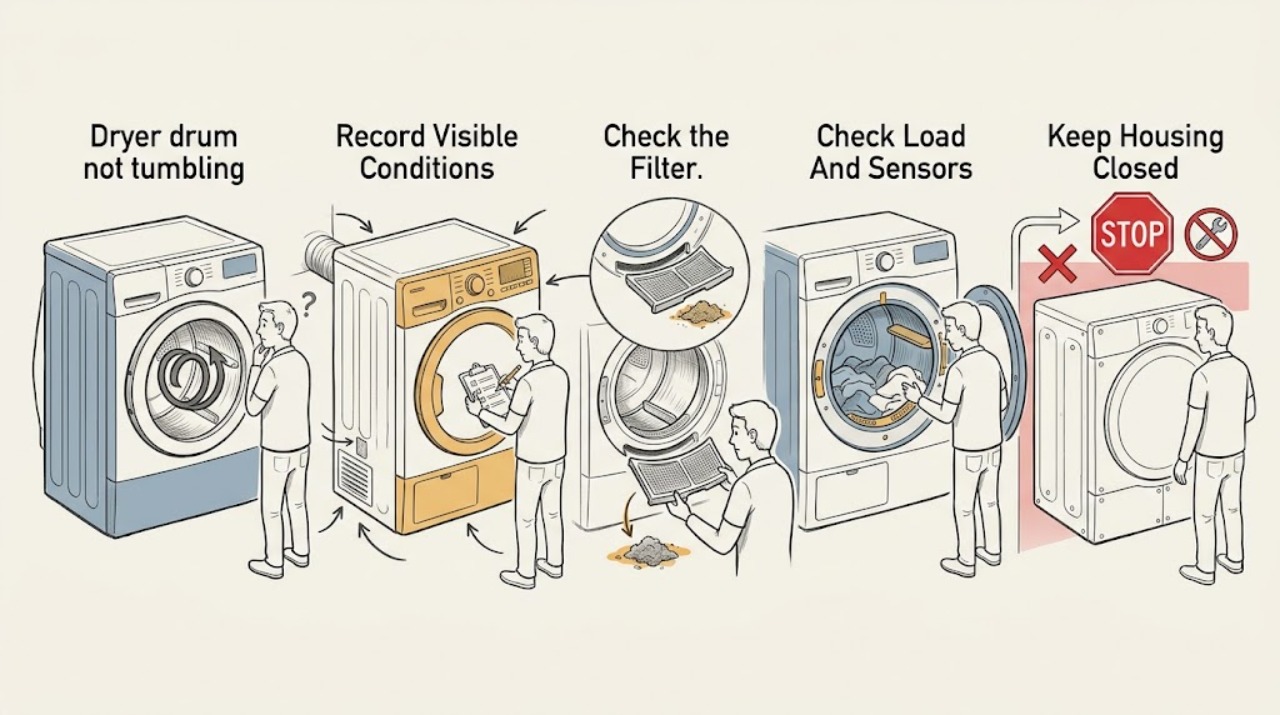 Dryer drum not tumbling