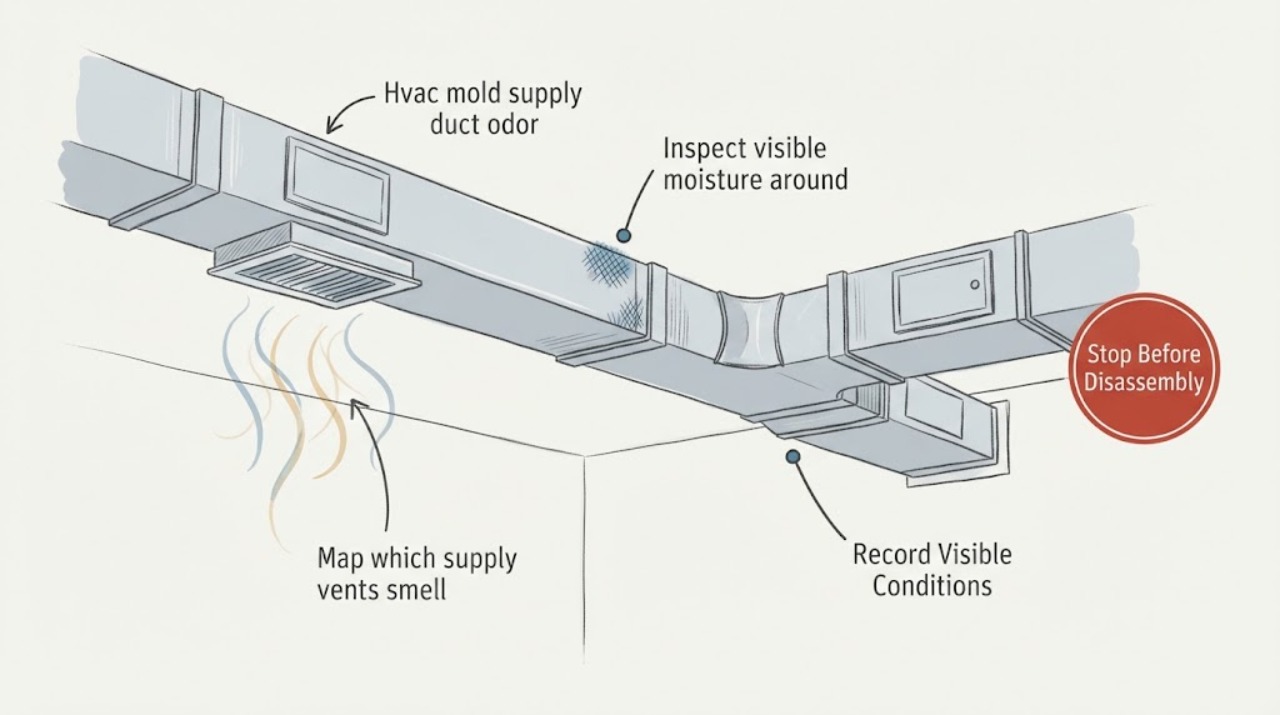 Hvac mold supply duct odor