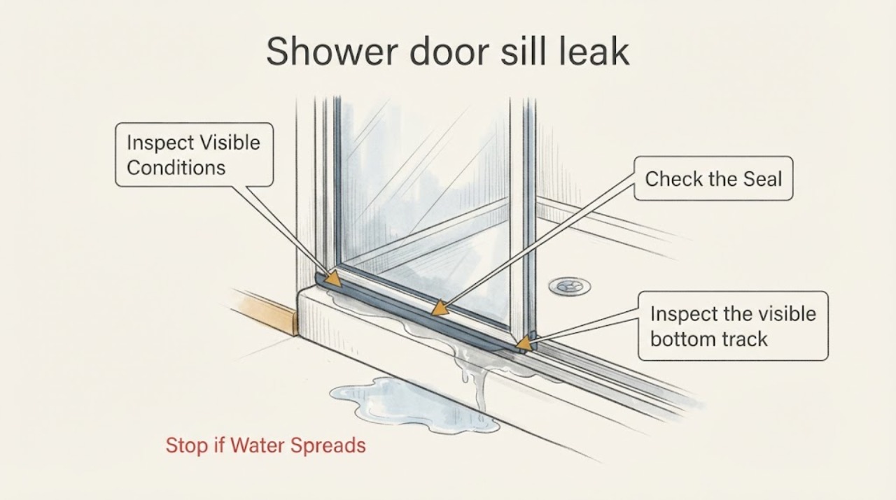 Shower door sill leak