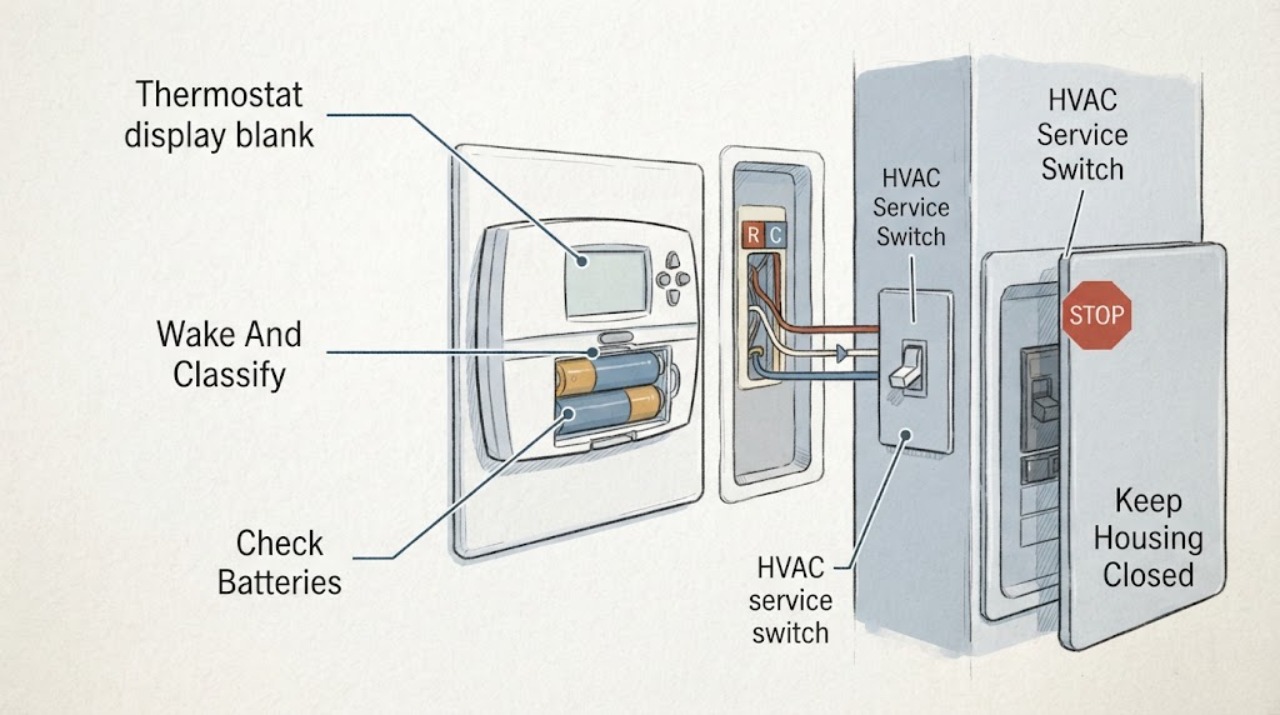 Thermostat display blank