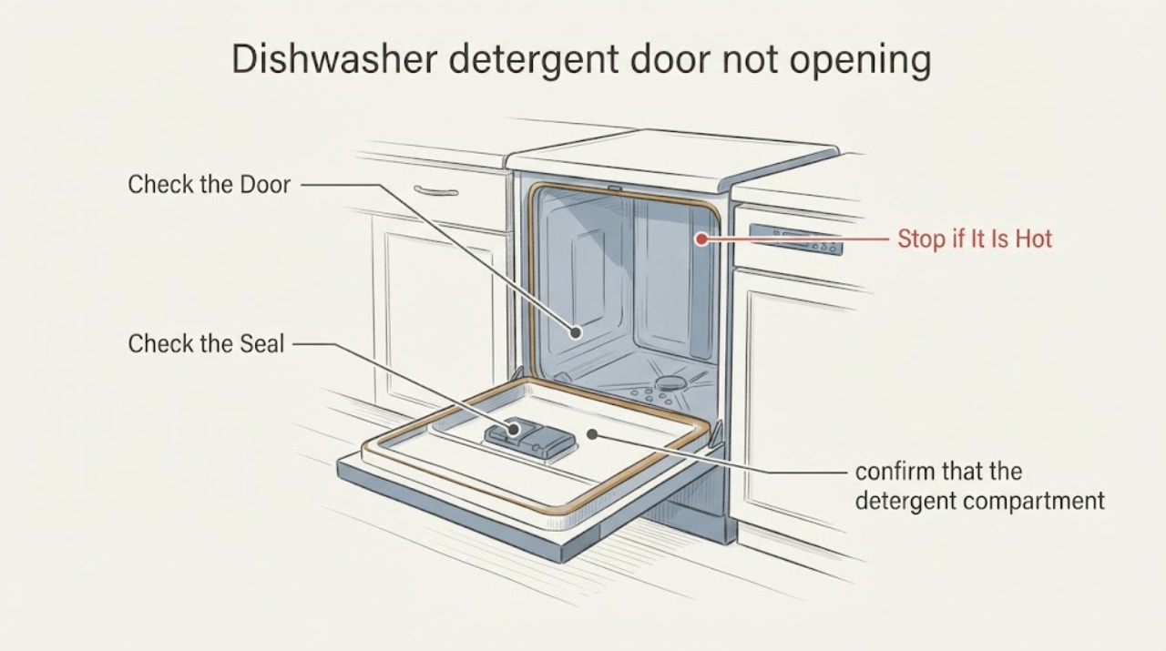 Dishwasher detergent door not opening