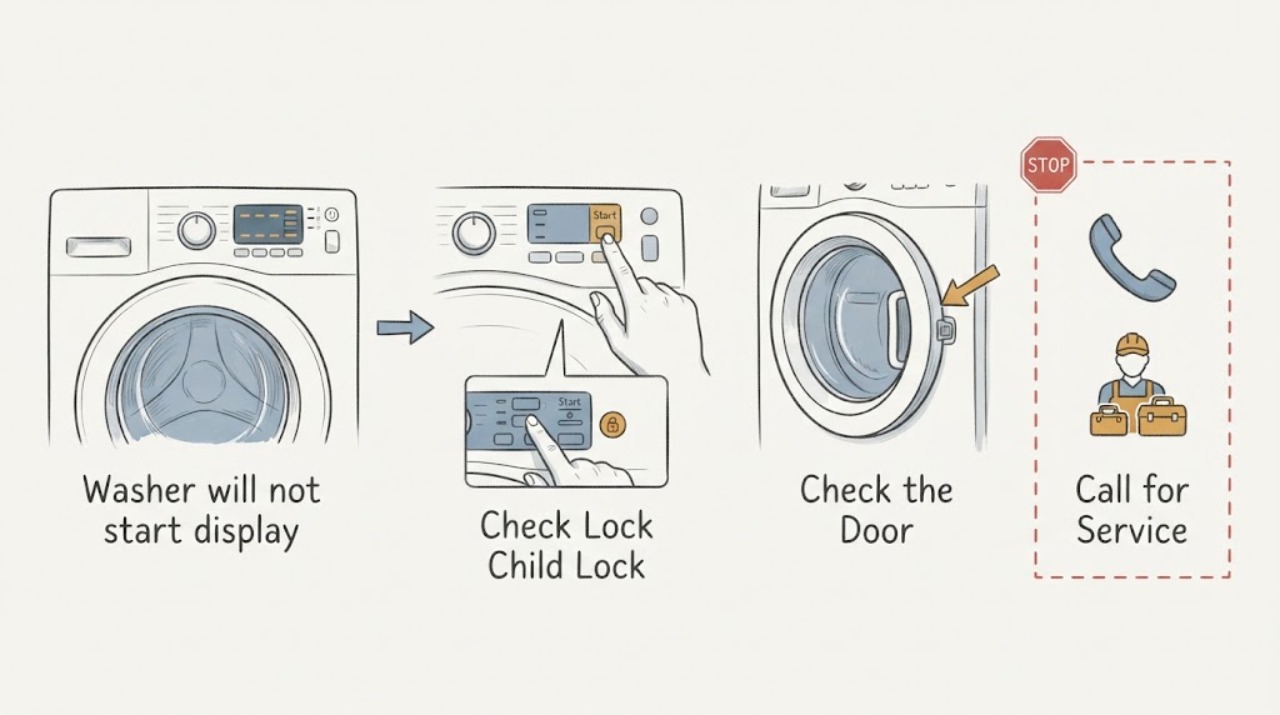 Washer will not start display