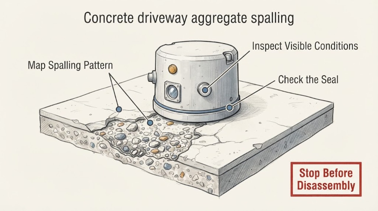 Concrete driveway aggregate spalling