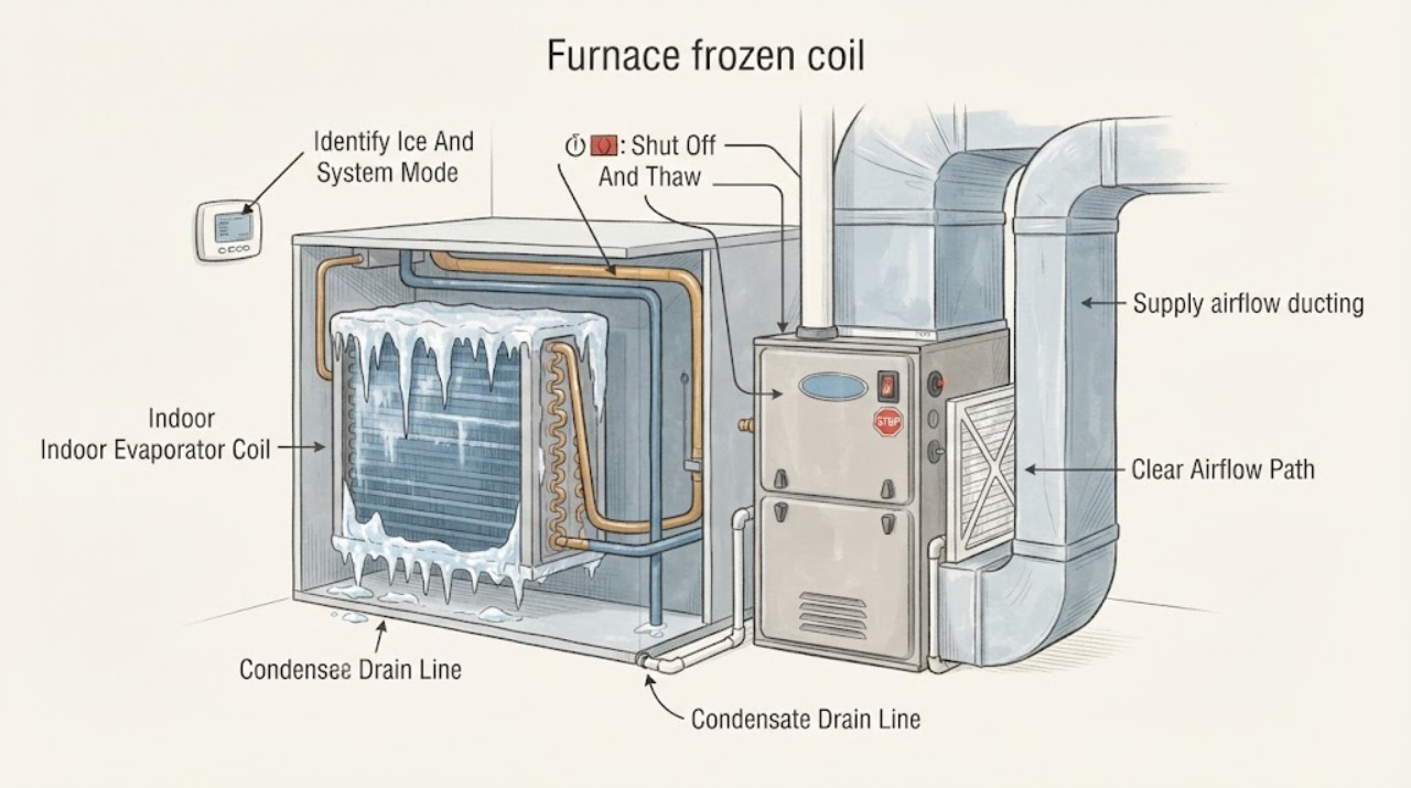 Furnace frozen coil