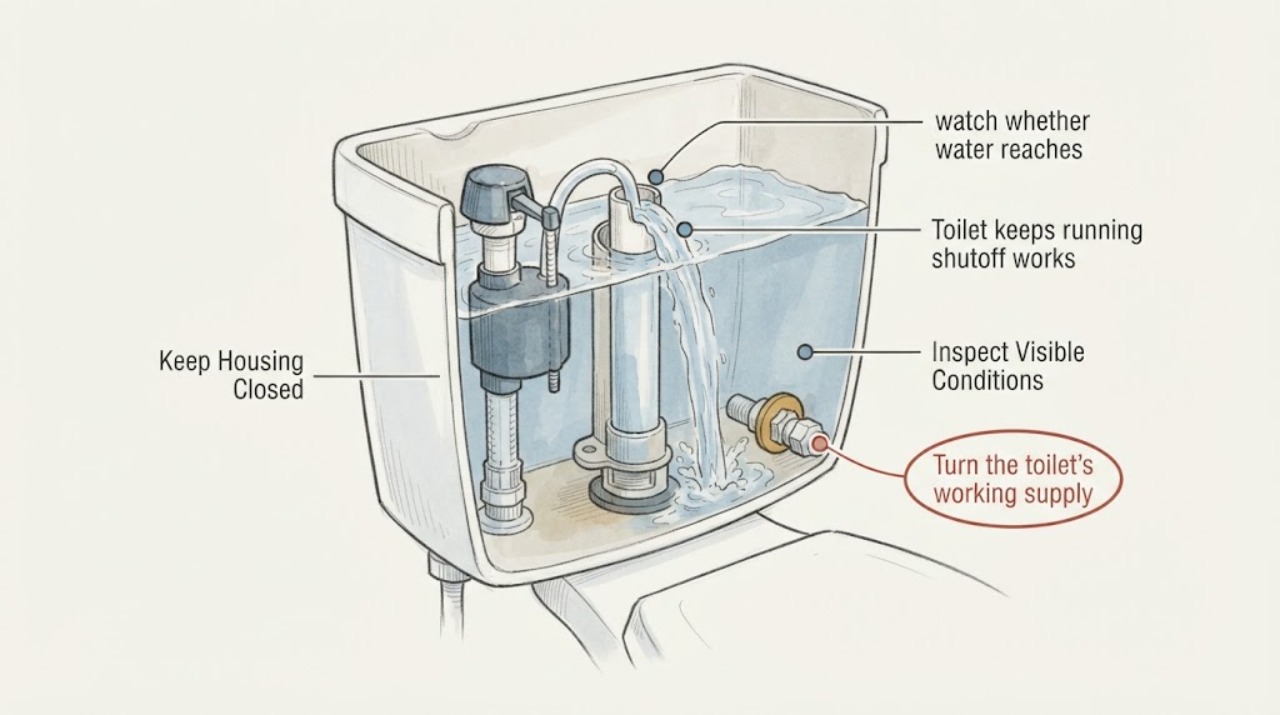 Toilet keeps running shutoff works