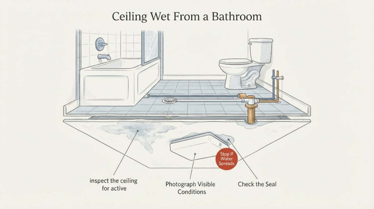 Ceiling Wet From a Bathroom