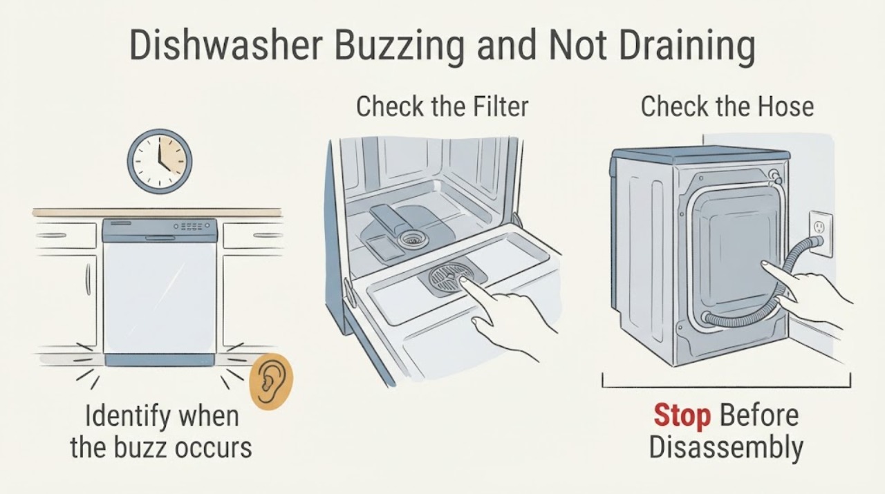 Dishwasher Buzzing and Not Draining