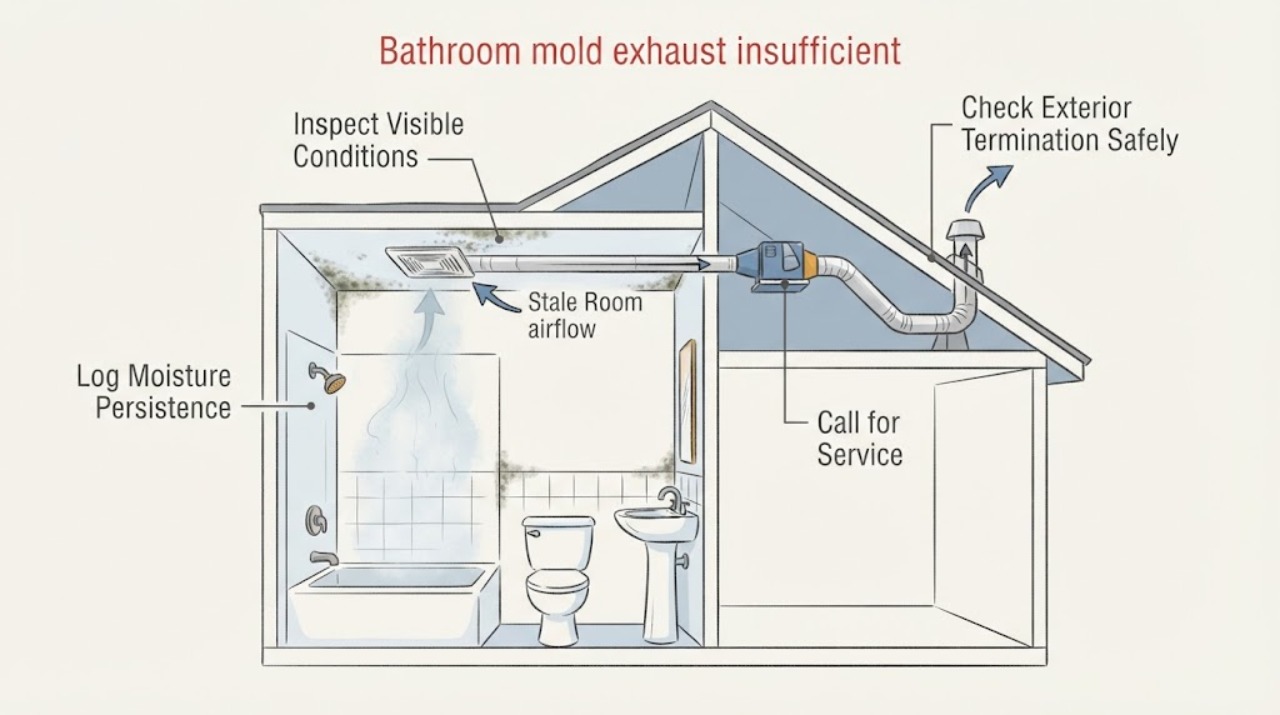 Bathroom mold exhaust insufficient