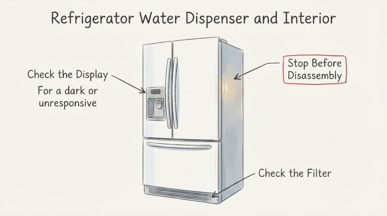 Refrigerator Water Dispenser and Interior