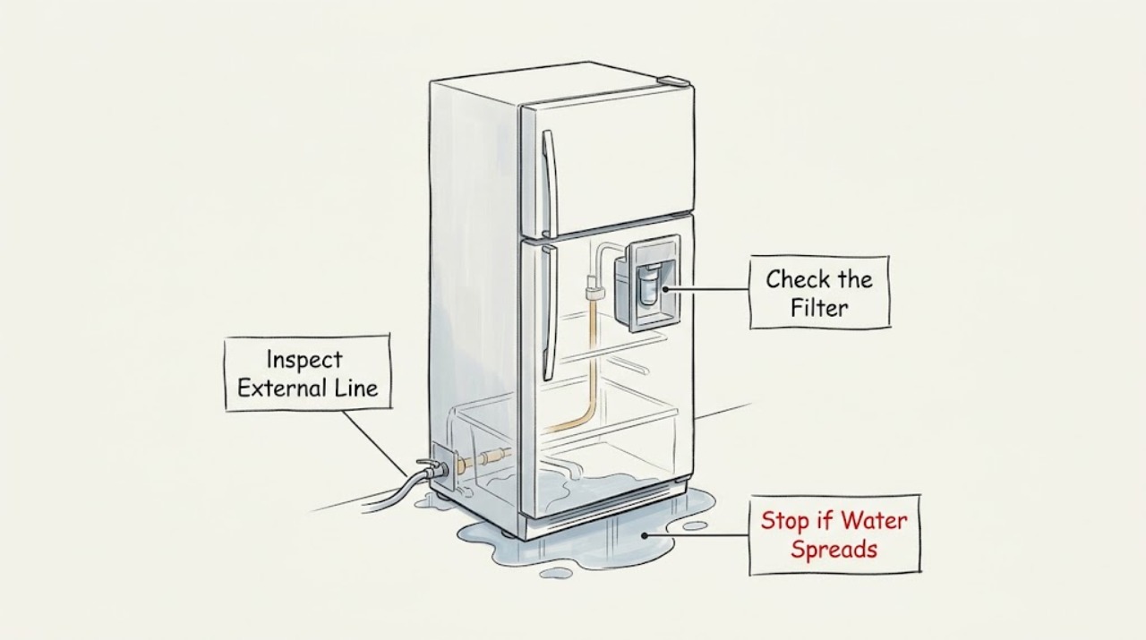 Refrigerator leaking water