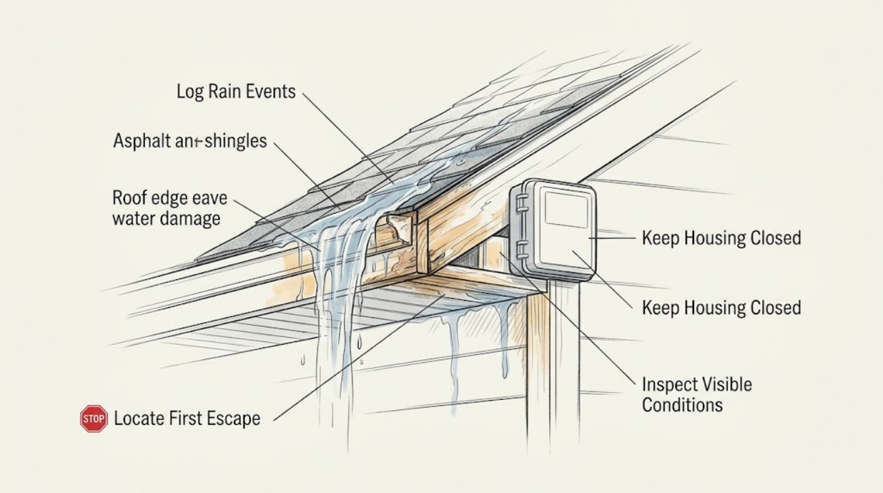 Roof edge eave water damage