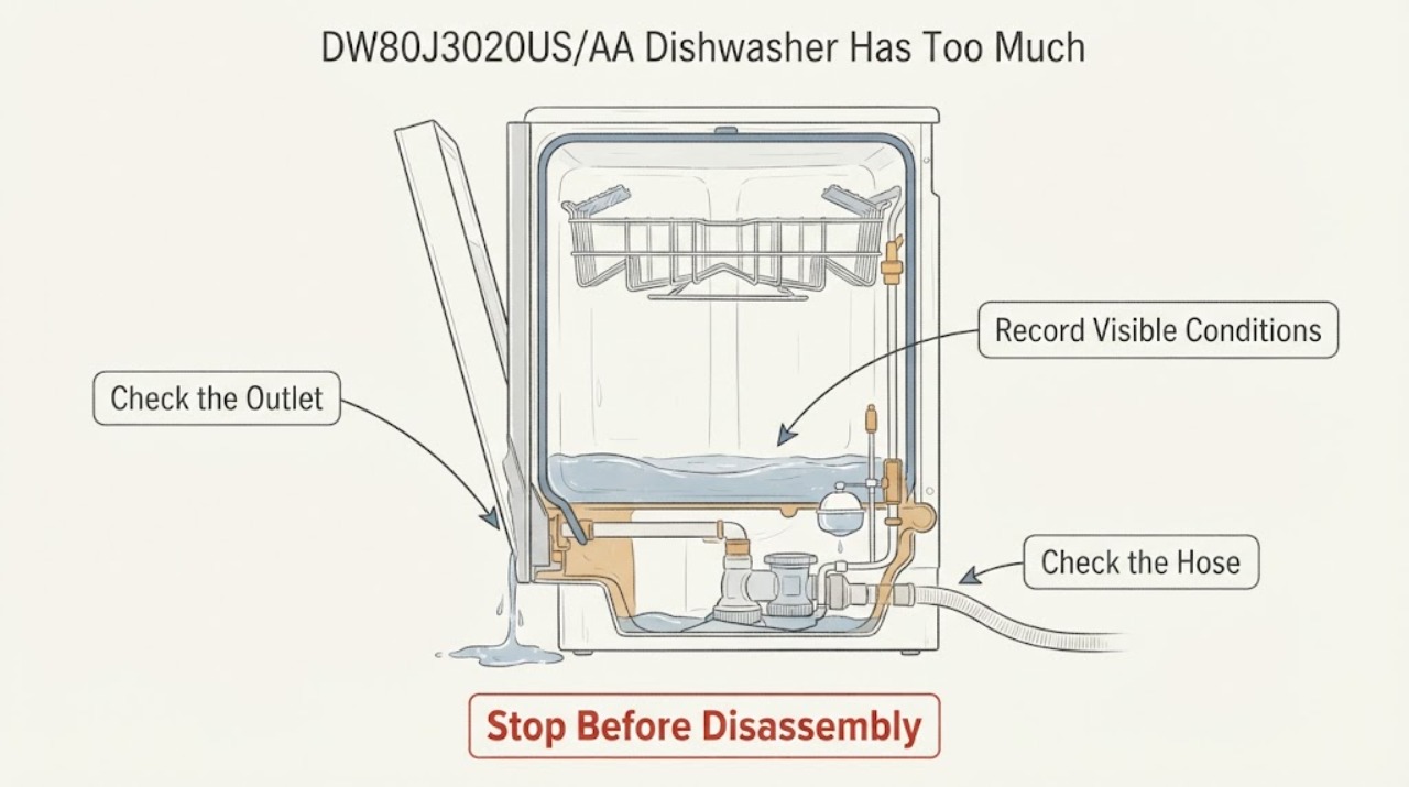 DW80J3020US/AA Dishwasher Has Too Much