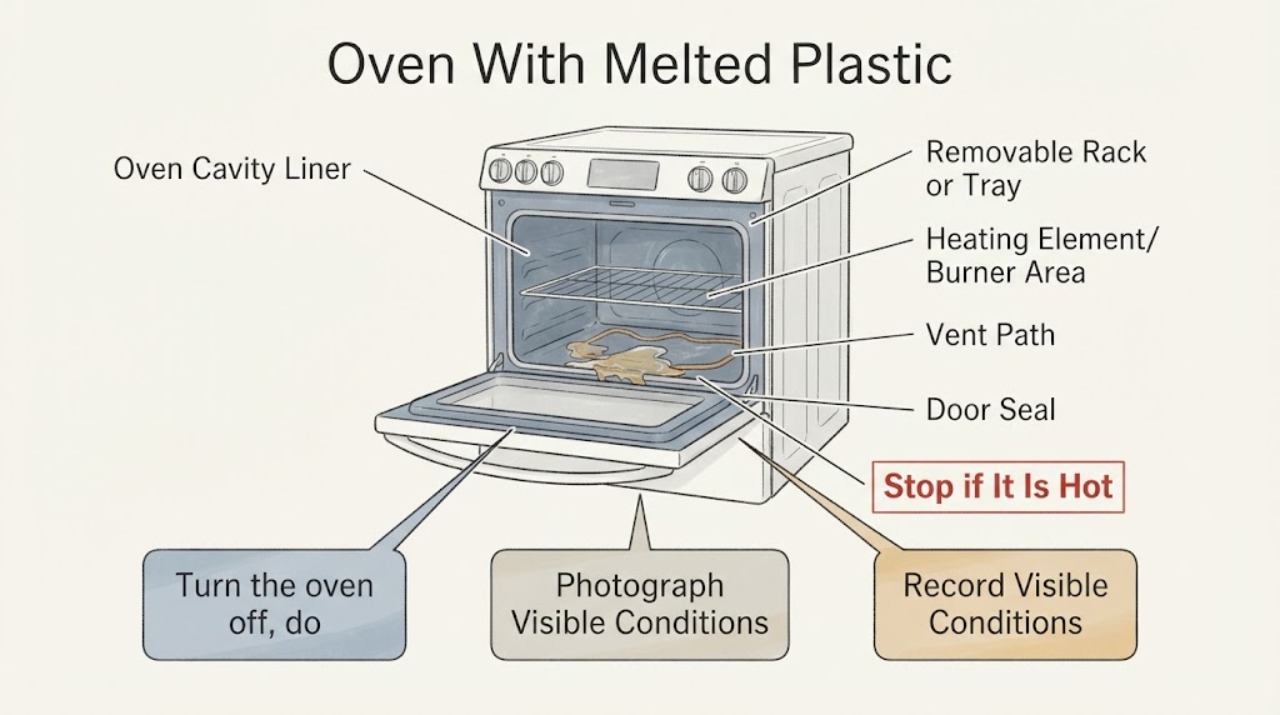 Oven With Melted Plastic