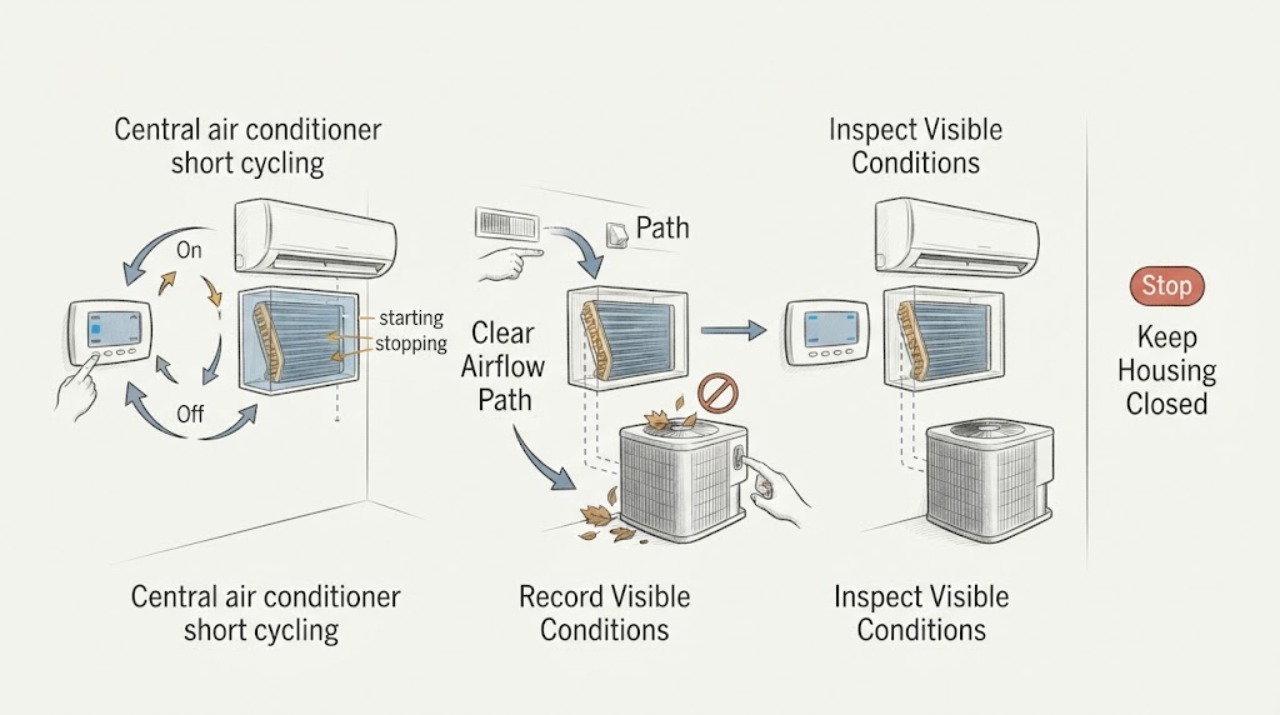 Central air conditioner short cycling