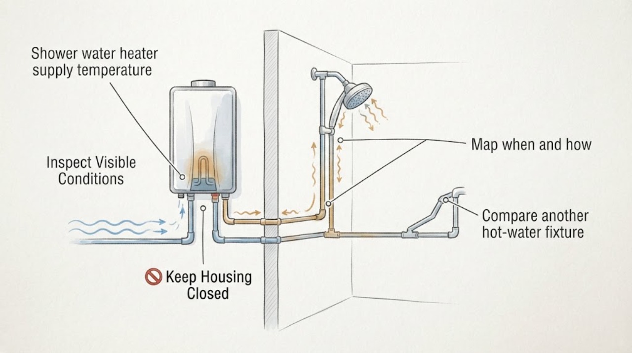 Shower water heater supply temperature
