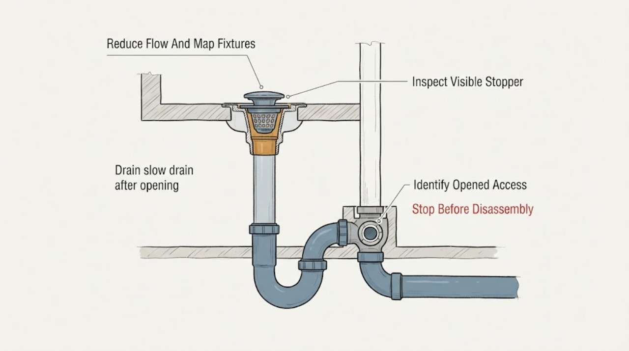 Drain slow drain after opening