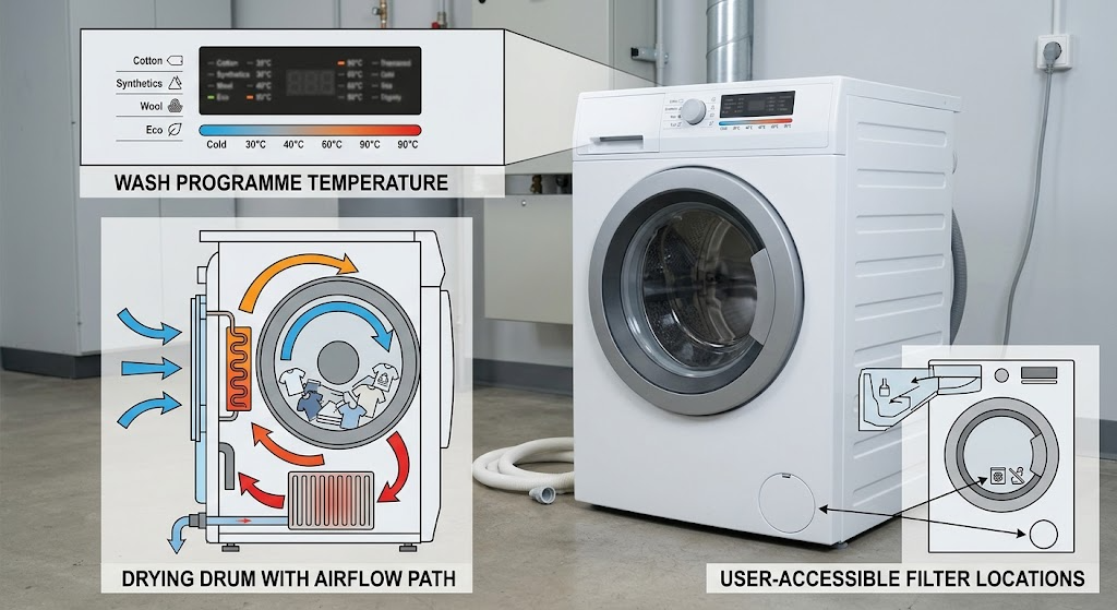 Electrolux Washer Dryer Not Heating: Separate Wash-Water and Drying Problems