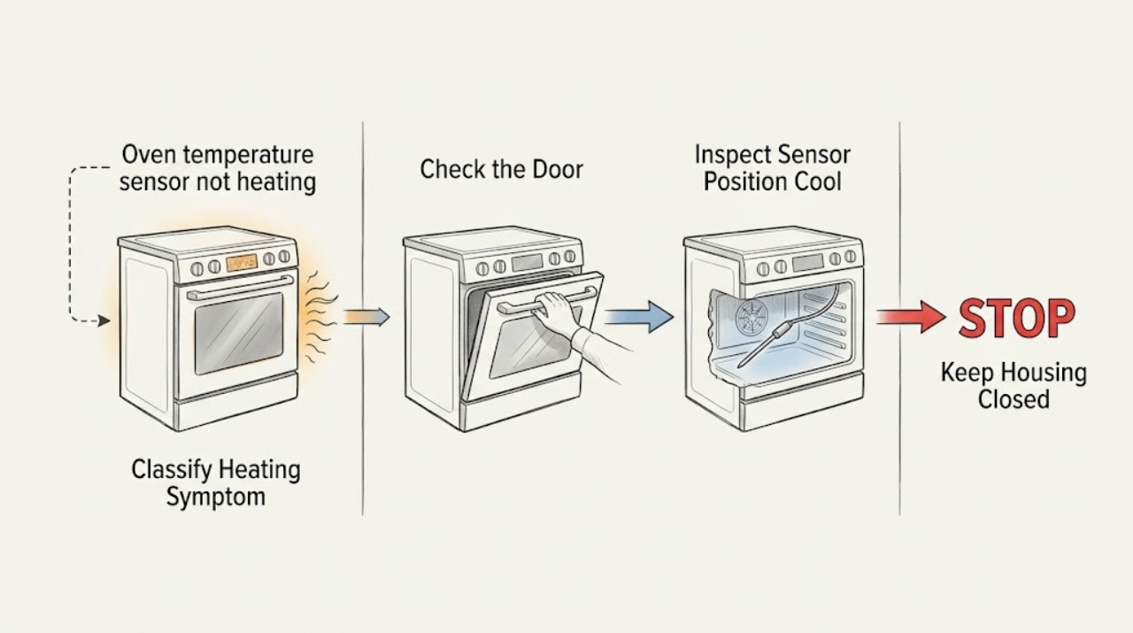 Oven temperature sensor not heating