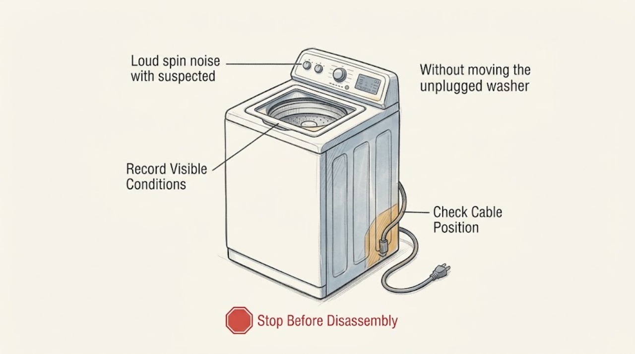 Loud spin noise with suspected