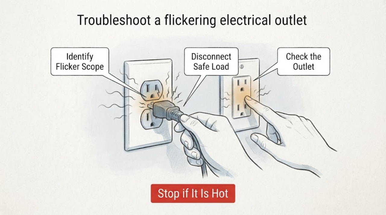 Troubleshoot a flickering electrical outlet