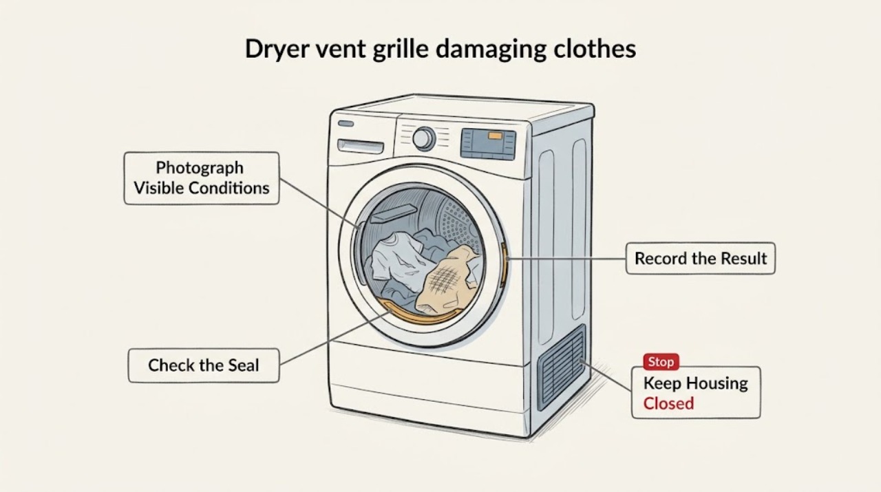 Dryer vent grille damaging clothes