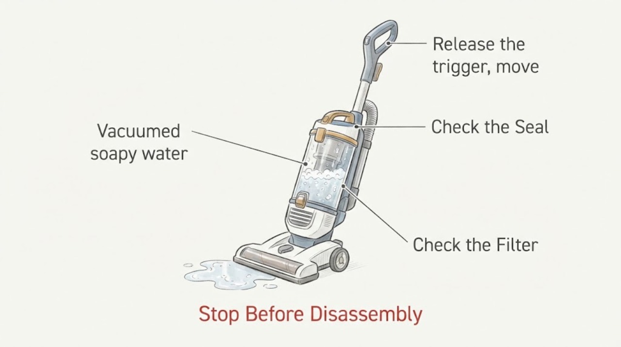 Vacuumed soapy water
