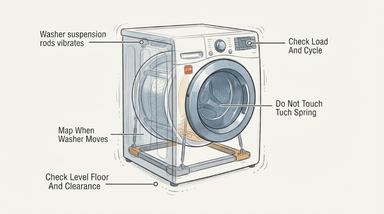 Washer suspension rods vibrates